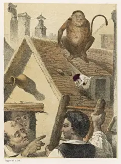 Jonathan Swift Illustrations Imprime: Gulliver & the Monkey