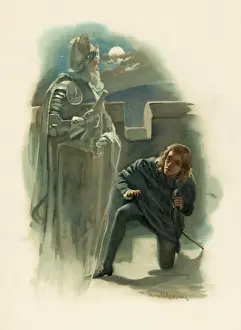 Shakespearean Drama Artwork Imprime: Hamlet and Ghost / 1899