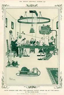 Venta de obras de arte: Heath Robinson automatizó el Comedor sin sirvientes 1 de 4.
