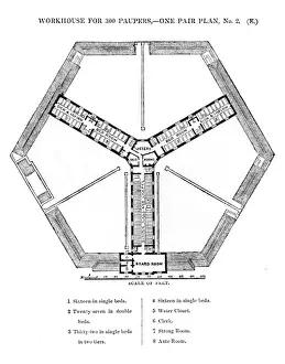Sampson Kempthorne Architecture Imprime: Hexagonal workhouse, first floor plan