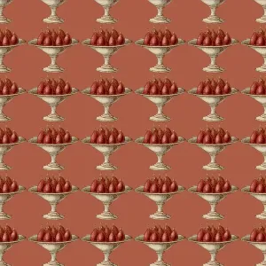 La Historia Se Repite Imprime: Patrón Repetitivo - Compota de Peras (fondo rojo).