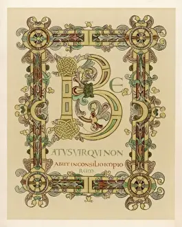 Historical Writing Styles Imprime: Illuminated Initial B