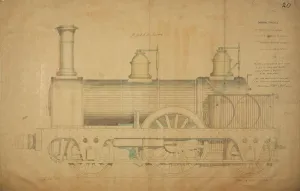 Historic Train Engines UK Imprime: Passenger engine, side elevation