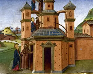 Jesús y el Diablo en la cima del templo. Código de.