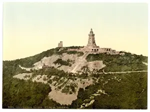 Kyffhauser Monument Imprime: Kyffhauser and Monument from Gitenkopf, Thuringia, Germany