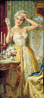 Fortunino Matania Artwork Imprime: Lady at her dressing table