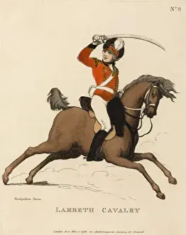 Thomas Rowlandson Aquatint Imprime: Lambeth Cavalry