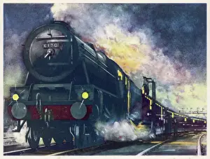 Impresiones de El tren especial de correos de la Railway of London Midland y del Escocia se dirige hacia el norte con el correo escocés Ferrocarril Imprime: Baja especial de LMS