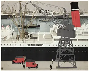 Vintage Dock Scene Imprime: Loading mails at the docks in London