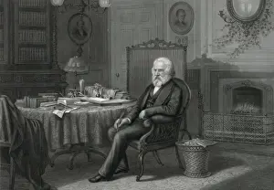 Henry Wadsworth Longfellow Imprime: Longfellow in his study
