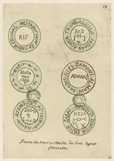 Fortune Telling Symbols Imprime: Six Magic Pentacles