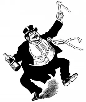 Top Hat Illustration Imprime: A Man Drinking