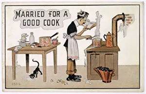 Vintage Kitchen Scene Imprime: Man in the Kitchen C1905