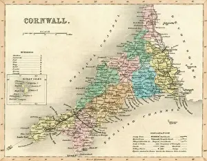 Carta del Mapa de Cornualles 1857