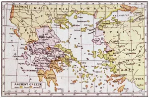 Impresiones de Un mapa que muestra el alcance del Imperio Grecia y las tierras circundantes Grecia Imprime: Carta de la Grecia Antigua