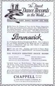 Anuncio para discos de música y baile Chappell, 1925.