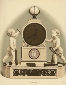 Reloj de reloj en mármol y oro pintado