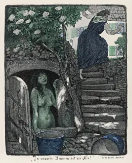 Germanic Mythology Art Imprime: Nixie in the Well