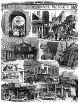 Inglaterra Imprime: Mercado de la Casa del Plomo antiguo en Londres alrededor de 1880