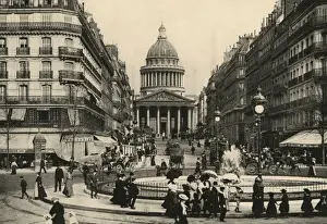 Impresiones de El Panteón visto desde la parte más lejana de la calle Soufflot : el bulevar Saint-Michel se desvía hacia abajo a nuestra izquierda, los jardines del Luxemburgo están detrás de nosotros Luxemburgo Imprime: El Panteón de París