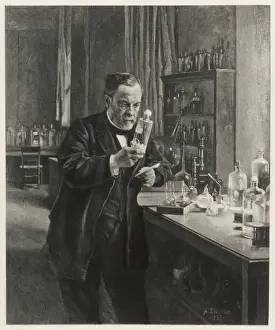 Louis Pasteur Biography Imprime: Pasteur in Lab / Edelfelt