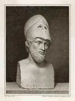 Impresiones de El estadista ateniense Pericles Política Imprime: Estela de Pericles con busto del artista Boríssavvich