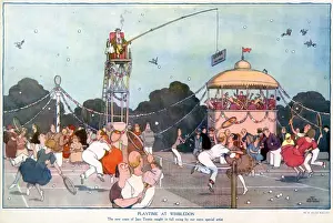 Tiempo de juego en Wimbledon. por William Heath Robinson.