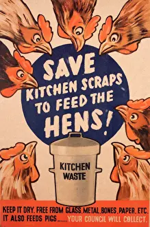 Póster: Guarda los trozos de cocina para alimentar las gallinas