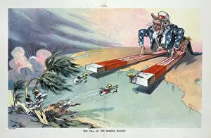 Uncle Sam Cartoon Imprime: The pull of the Monroe magnet