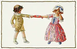 Historical Christmas Scenes Imprime: Pulling an Xmas cracker