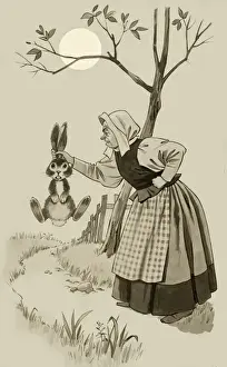Vintage Rabbit Illustrations Imprime: A Rabbit by the Ears