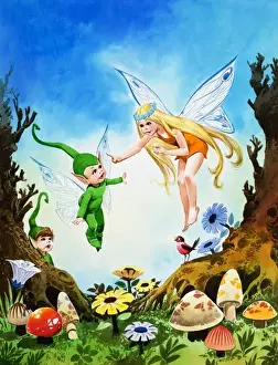 Whimsical Fairy Illustrations Imprime: The Rainbow Pixie