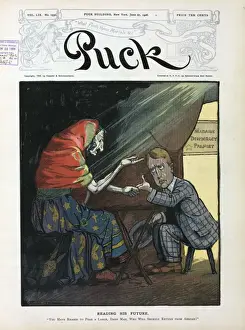Puck Magazine Illustrations Online Imprime: Reading his future