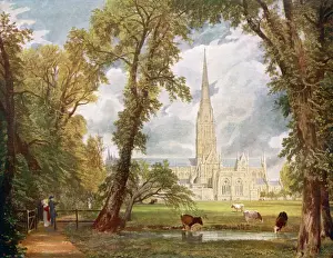 Impresiones de Catedral de Salisbury - probablemente la pintura más fina jamás hecha sobre una iglesia Pintura Imprime: Salisburgo (Conestable)
