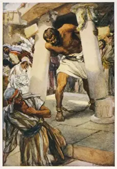 Historical Biblical Events Imprime: Samson Pulls down Temple