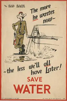 Carteles De Propaganda Imprime: Póster de ahorro del agua en la Segunda Guerra Mundial