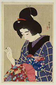 Antique Japanese Woodcuts Imprime: Sewing