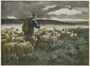 Stormy Weather Landscape Imprime: Shepherd and Storm