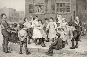 Vintage Street Performers Imprime: A sidewalk dance