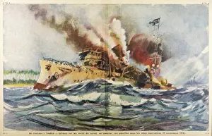 Impresiones de La acorazada de guerra predadora alemán Emden es hundida sobre un arrecife de coral por los australianos Guerra Naval Imprime: Caída del Emden