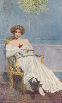 Historical Christmas Decorations Imprime: Sitting under Mistletoe