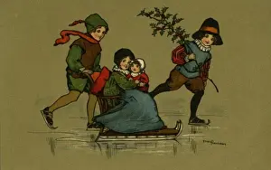 Family Fun In The Snow Imprime: Skating and sledging