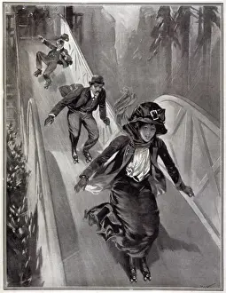 Vintage Roller Skating Images Imprime: Skating Switchback 1909