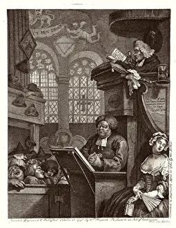 William Hogarth Imprime: Congregación Dormida