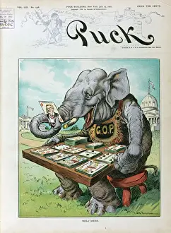 Puck Magazine Illustrations Imprime: Solitaire