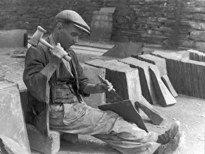Welsh Slate Quarry Imprime: Splitting Slates
