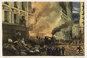 Firefighting History Imprime: Steam fire engine at work