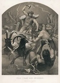 Mitología Nórdica Imprime: Toro lucha contra los jotones