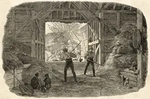 Historical Farming Practices UK Imprime: Threshing, Britain