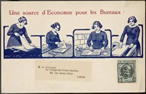 Vintage Office Equipment Imprime: Using a Copying Device